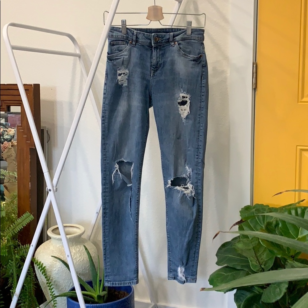 Ripped blue jeans